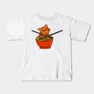 Cat With Ramen Kids T-Shirt